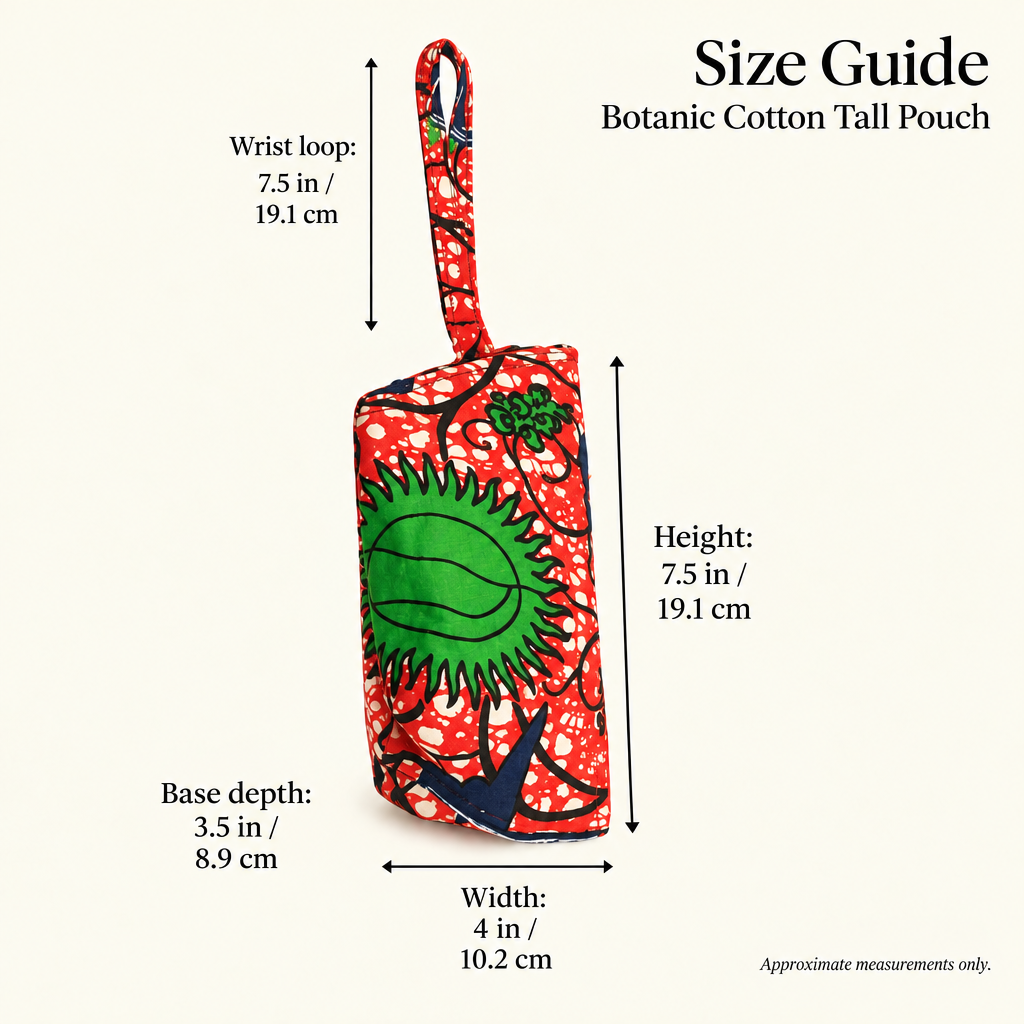 Botanic Cotton Print - Zipped Pouch with Wrist / Carry Loop