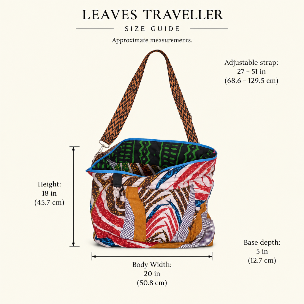 The Traveller – Quilted 'Leaves' Oversized Travel Bag