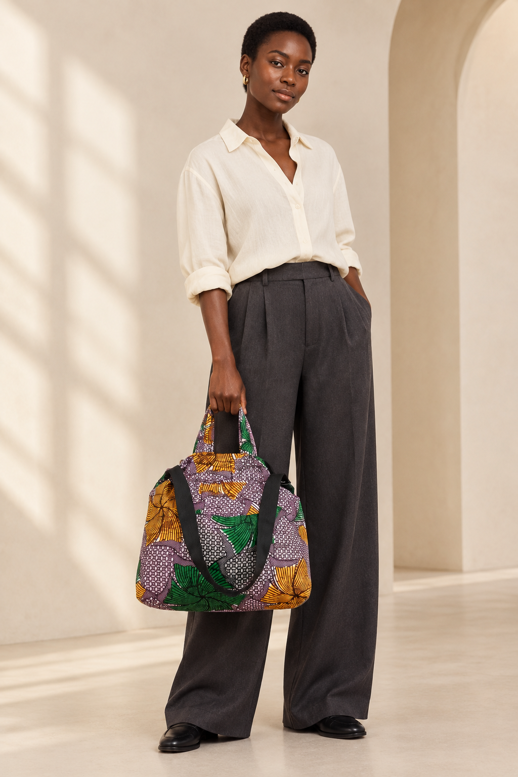 Market bag editorial portrait