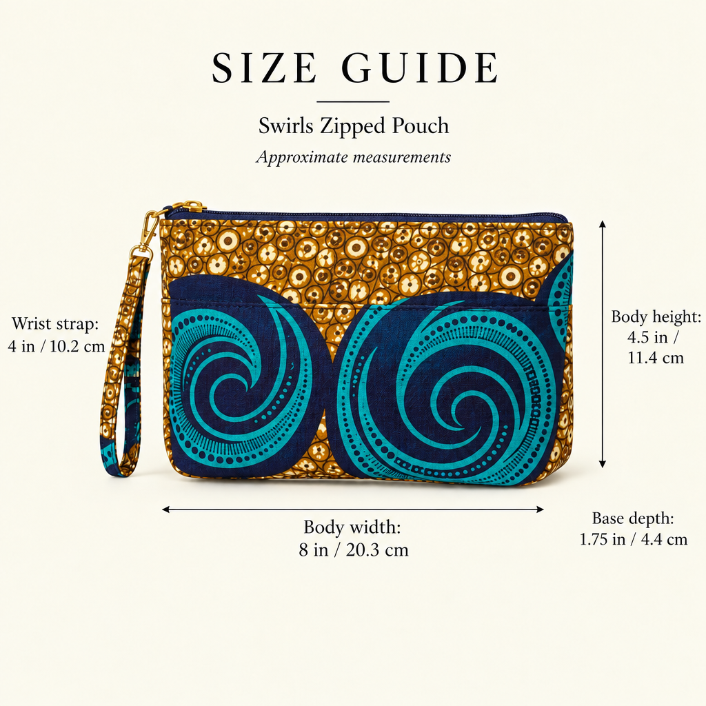 'Swirls' Print Zipped Pouch with Carry Strap — Swirls