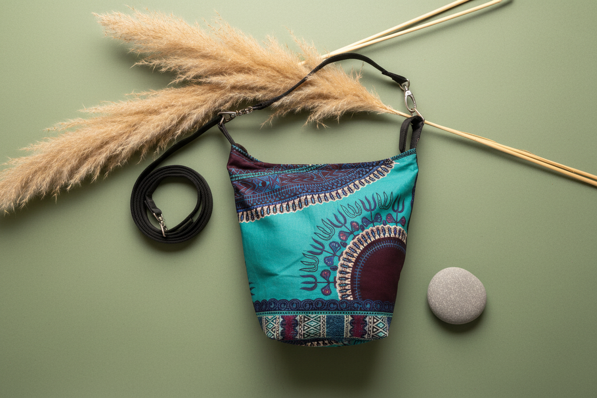 Dashiki hobo bag flat lay