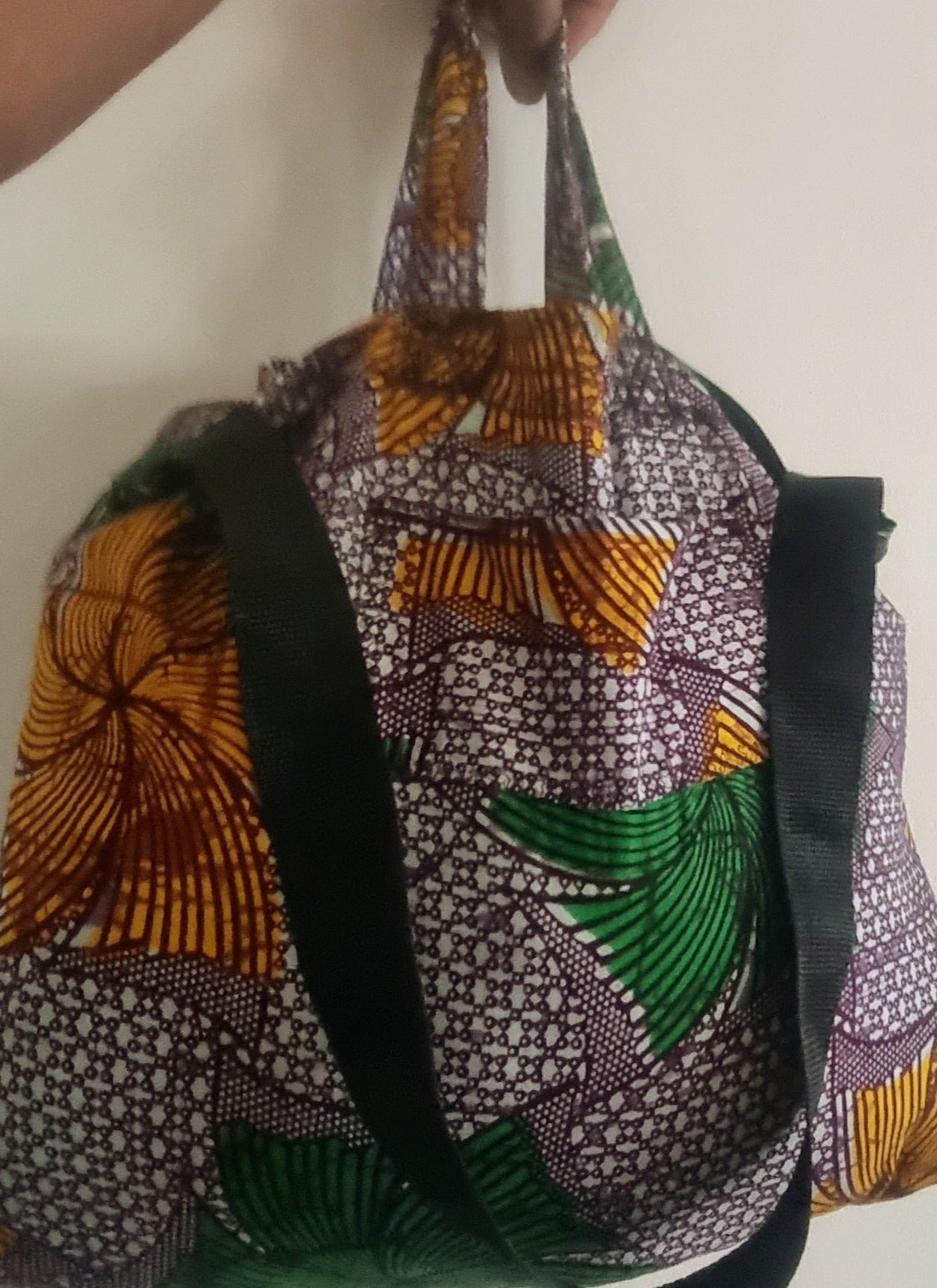 African Wax Print Reusable Market Bag — Fans and Dots
