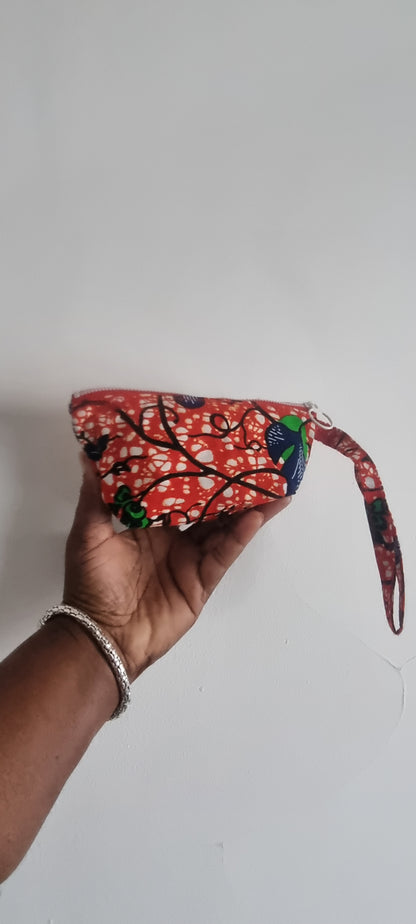 Botanic Cotton Print - Zipped Pouch with Wrist / Carry Loop