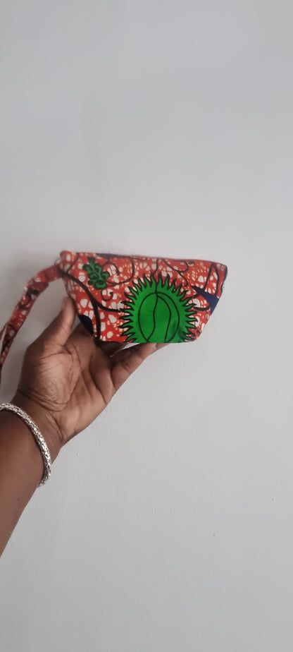 Botanic Cotton Print - Zipped Pouch with Wrist / Carry Loop