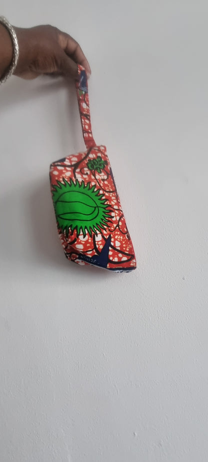 Botanic Cotton Print - Zipped Pouch with Wrist / Carry Loop
