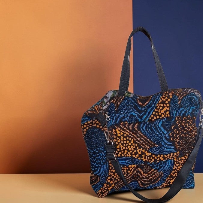 The Traveller – Quilted 'Wavy Shells' Oversized Travel Bag with Handles