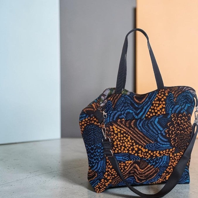 The Traveller – Quilted 'Wavy Shells' Oversized Travel Bag with Handles