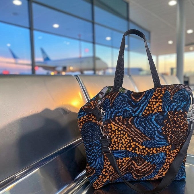 The Traveller – Quilted 'Wavy Shells' Oversized Travel Bag with Handles