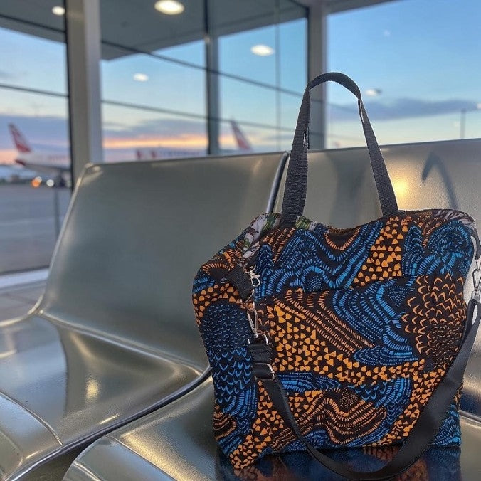 The Traveller – Quilted 'Wavy Shells' Oversized Travel Bag with Handles