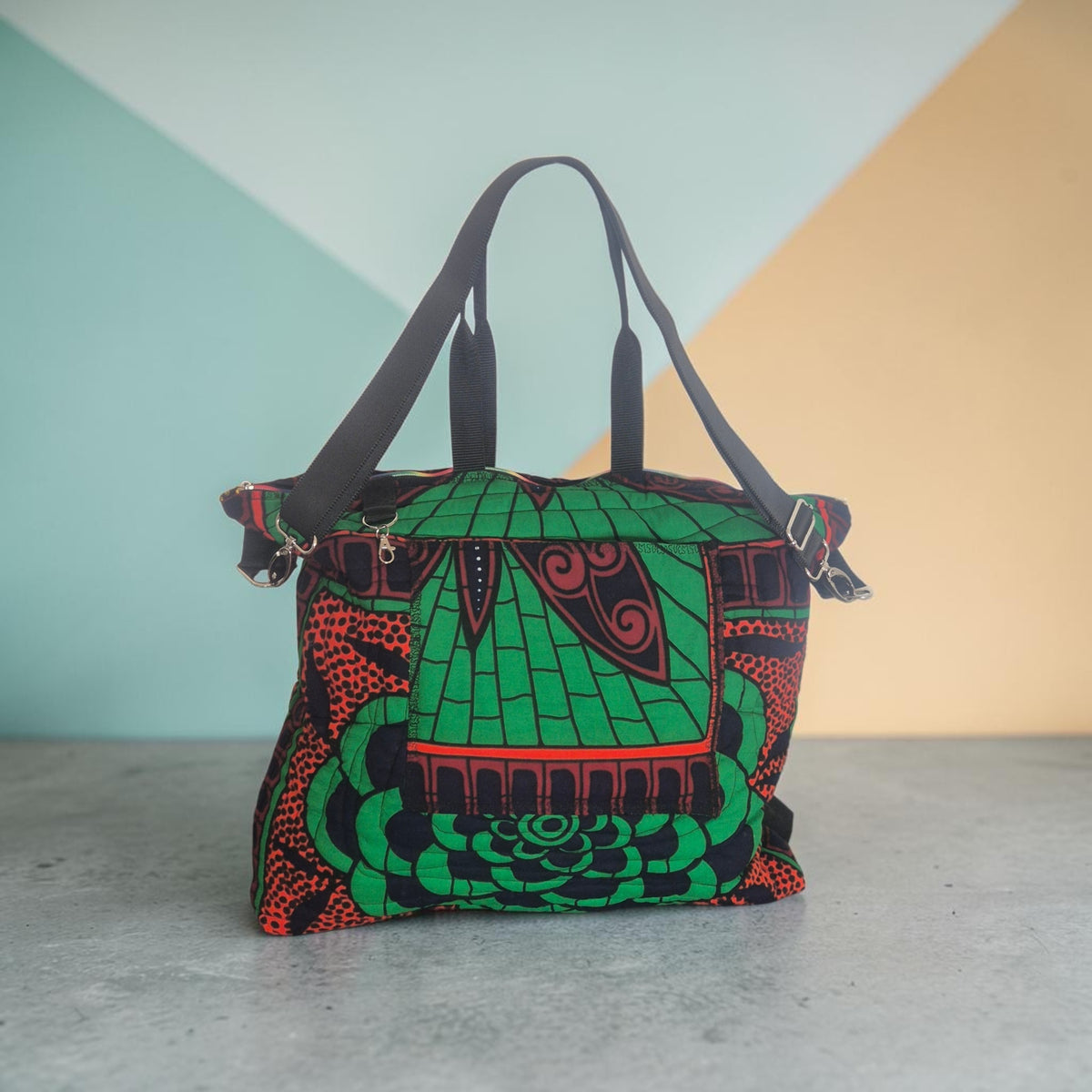The Traveller – Quilted 'Hibiscus & Sunflower' - Oversized 4-in-1 Convertible Travel Bag