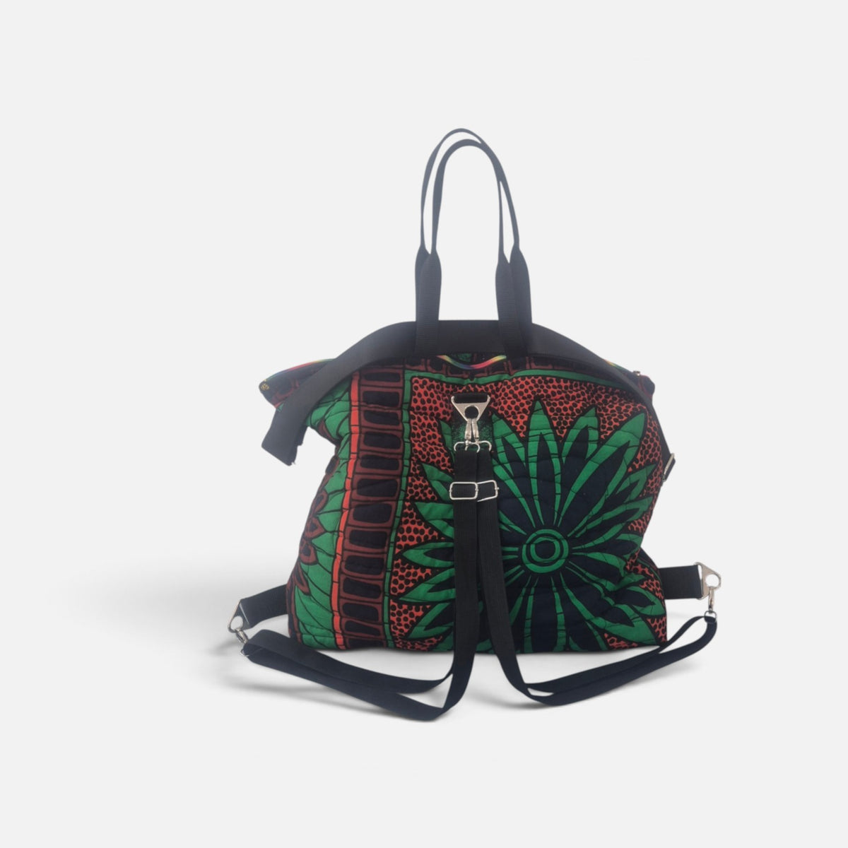 The Traveller – Quilted 'Hibiscus & Sunflower' - Oversized 4-in-1 Convertible Travel Bag