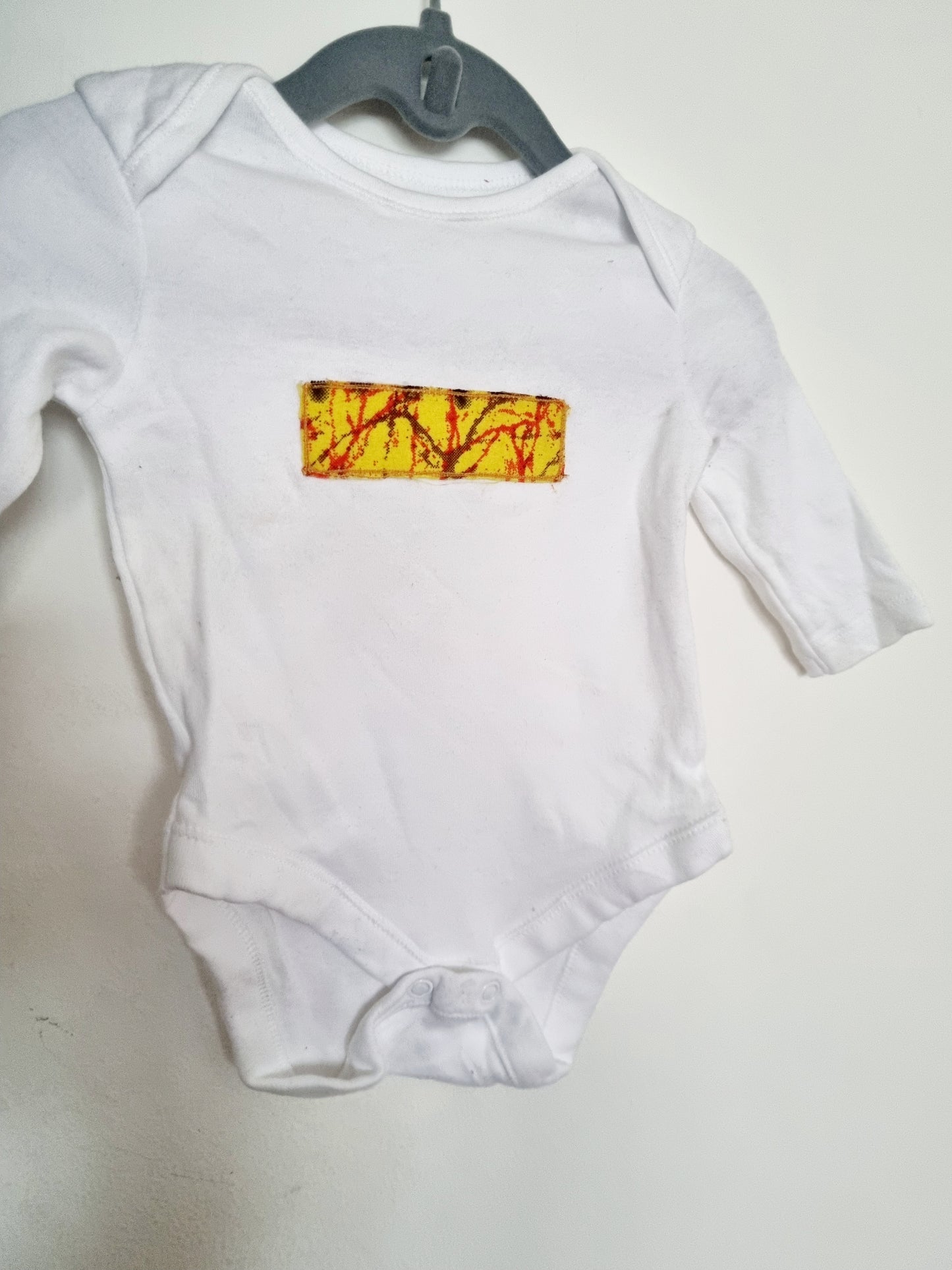 Organic Cotton African Fabric Applique Baby Onesie — Long Sleeve