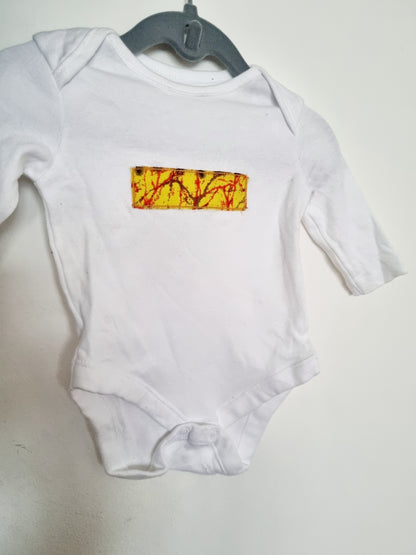 Organic Cotton African Fabric Applique Baby Onesie — Long Sleeves