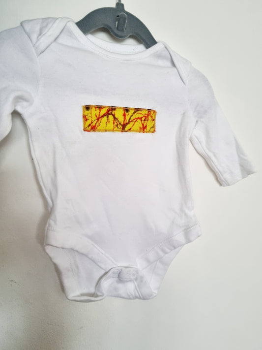 Organic Cotton African Fabric Applique Baby Onesie — Long Sleeve