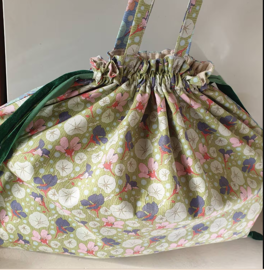 Extra Large Reusable Drawstring Bag — Nasturtium Print