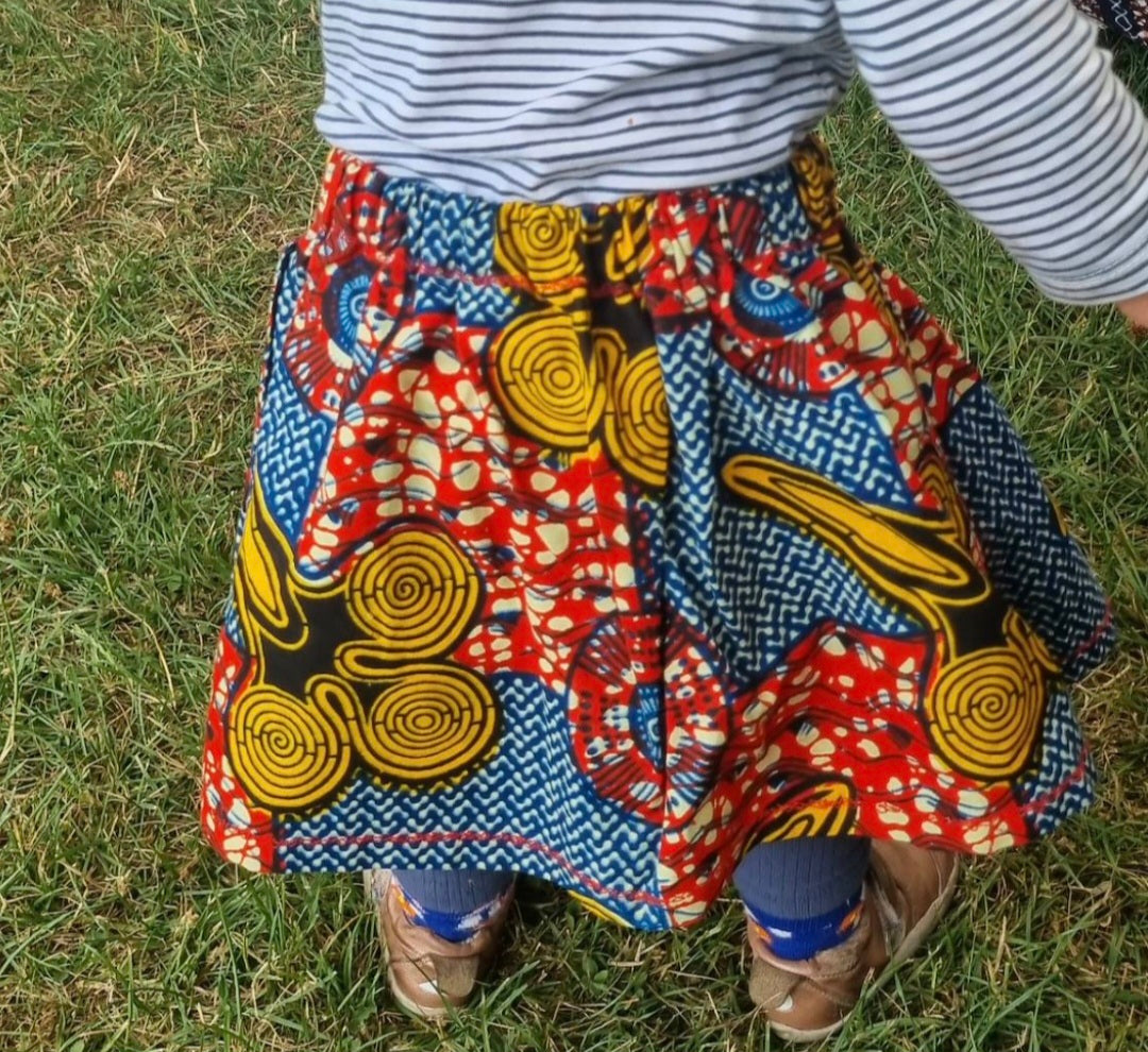 African Wax Print Cotton Skirts — Elasticated Waist, Ages 5+