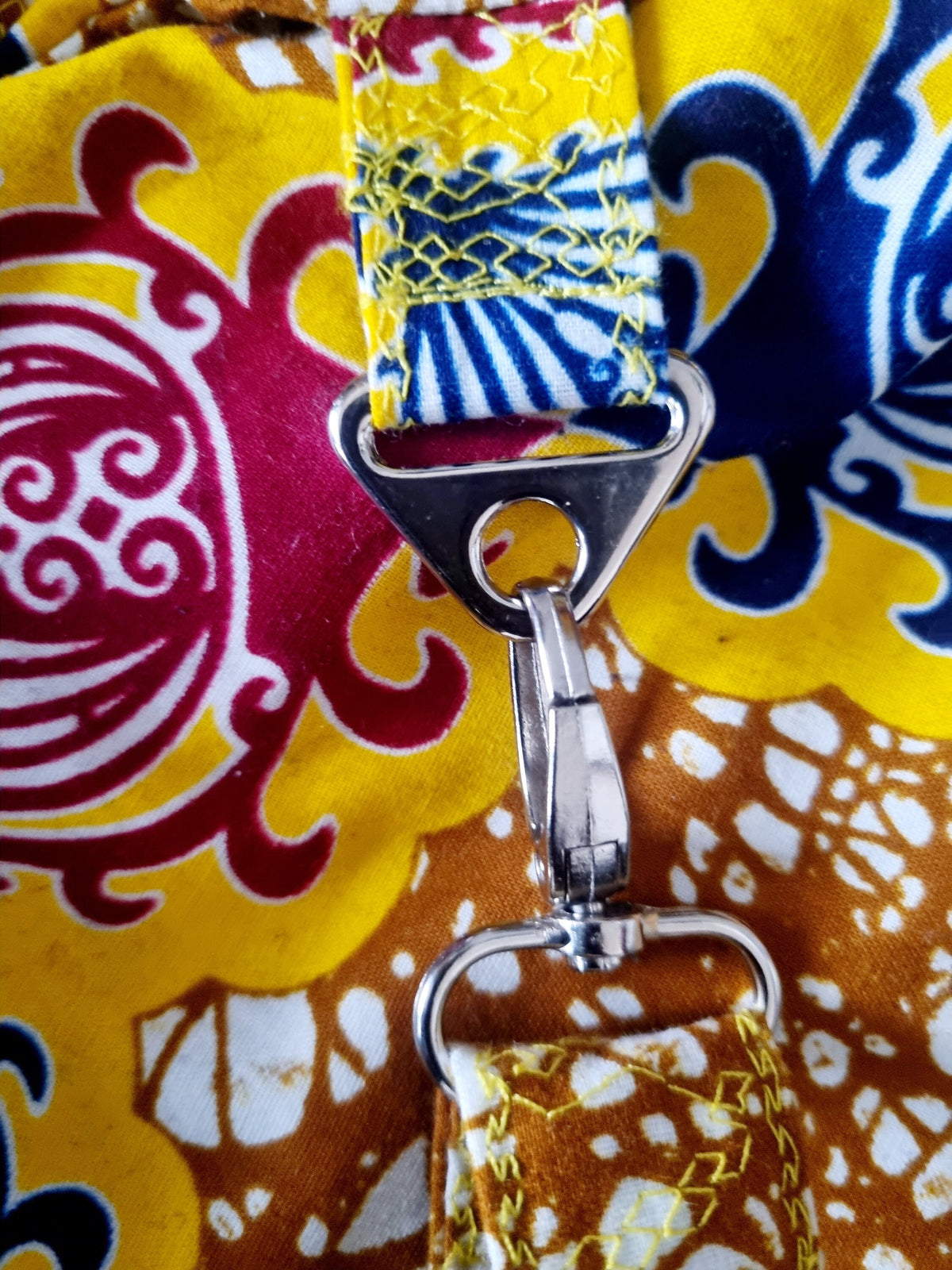 African Wax Print Slouch Boho Messenger Bag with Braided Key Ring