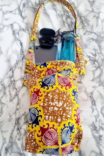 'Peel' Print Slouch Boho Messenger Bag with Braided Key Ring