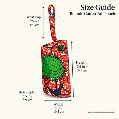 Botanic Cotton Print - Zipped Pouch with Wrist / Carry Loop
