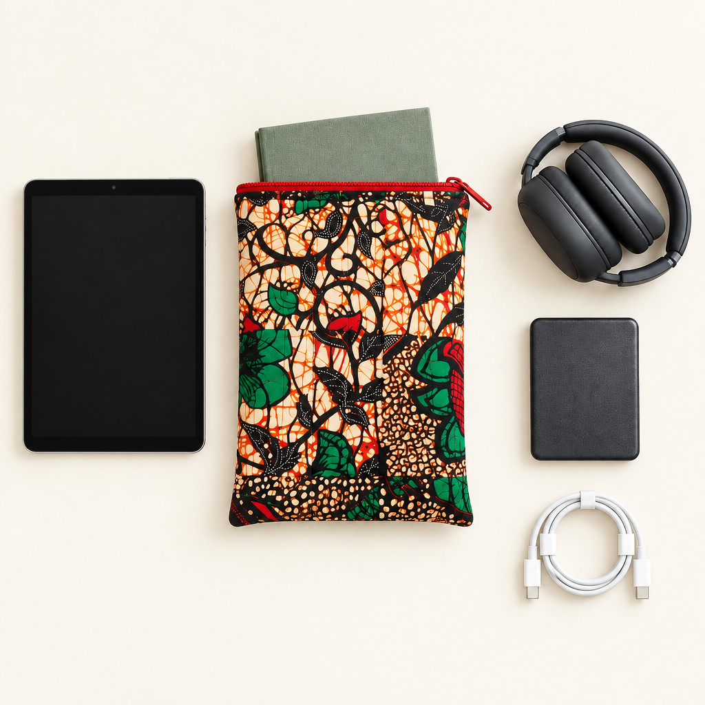 Botanical case with book and tech organiser essentials