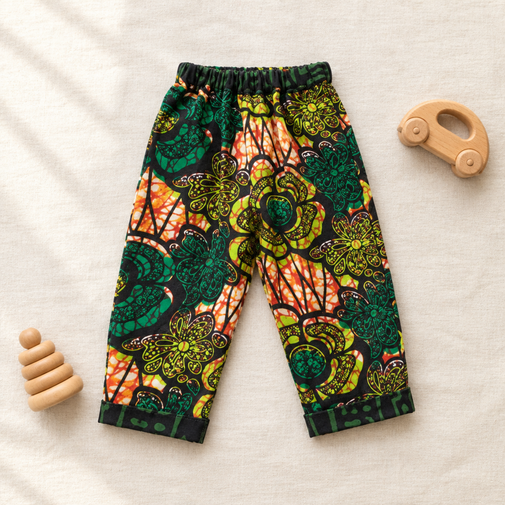 Botanical trousers flat lay preview