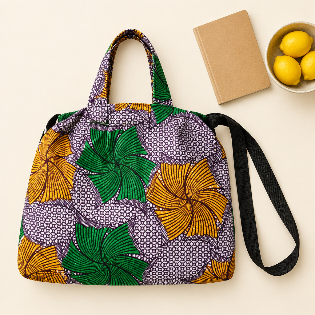 Bright market bag flat lay