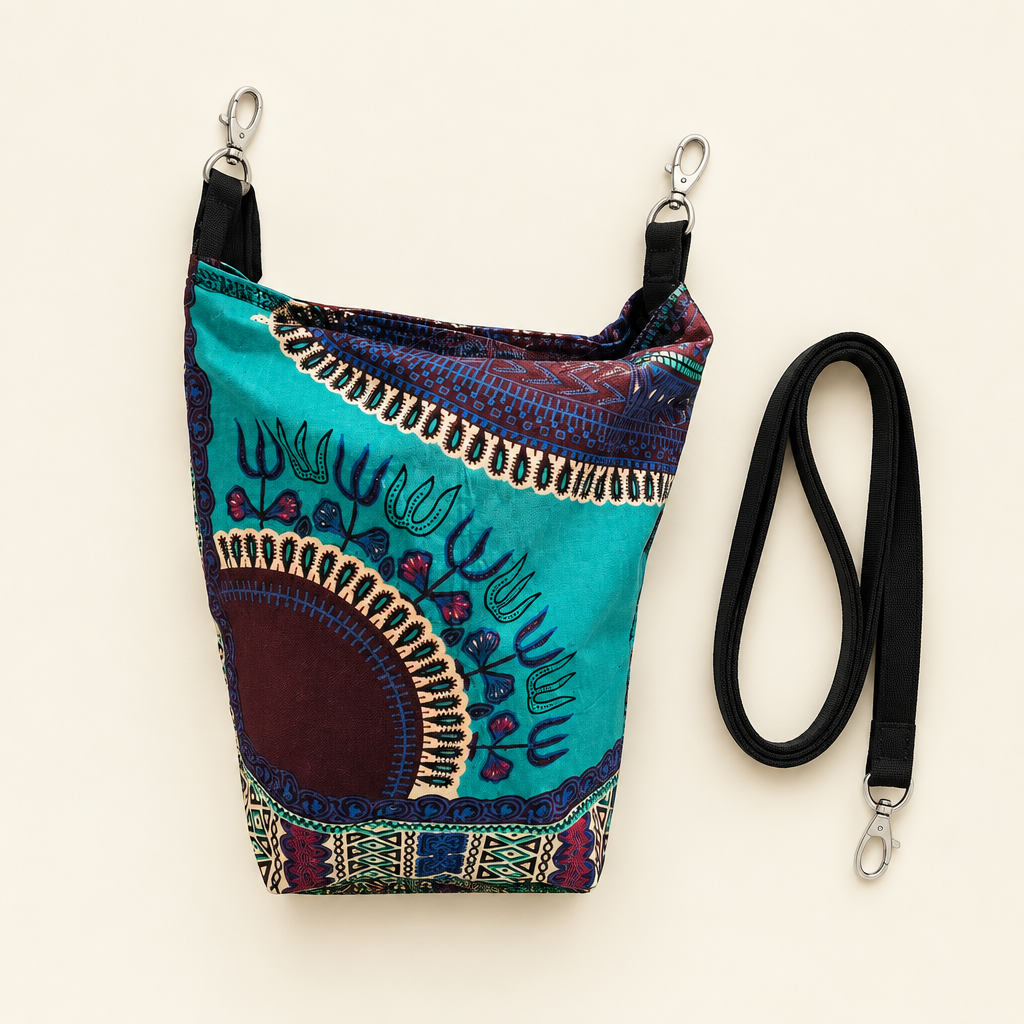 Clean Dashiki bucket bag flat lay