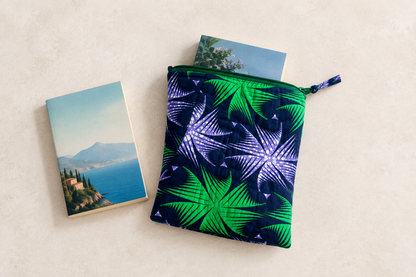 Editorial flat-lay with compact books