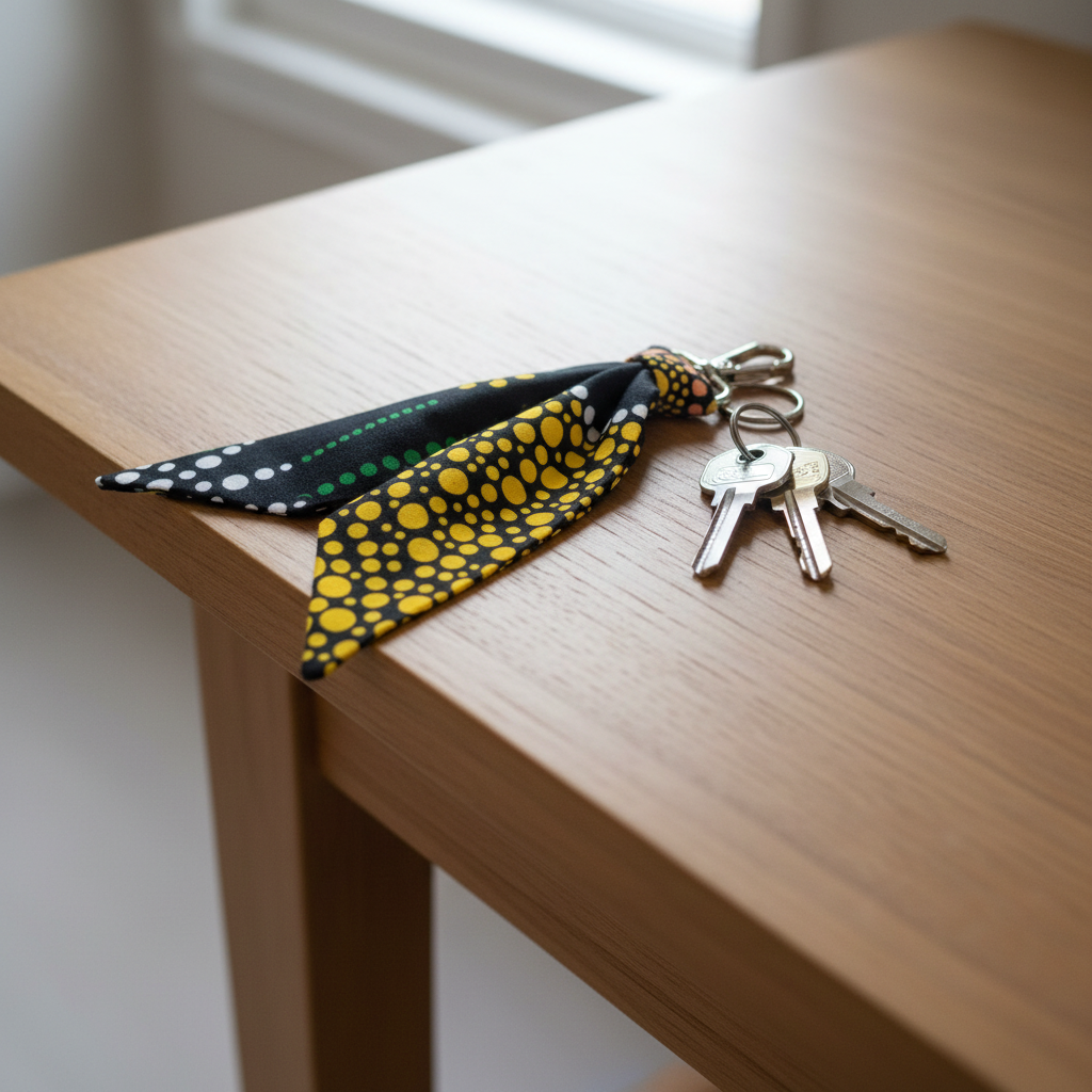 Key fob with house keys threaded onto a split key ring