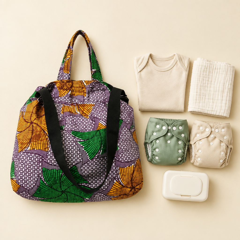 Market bag with baby essentials