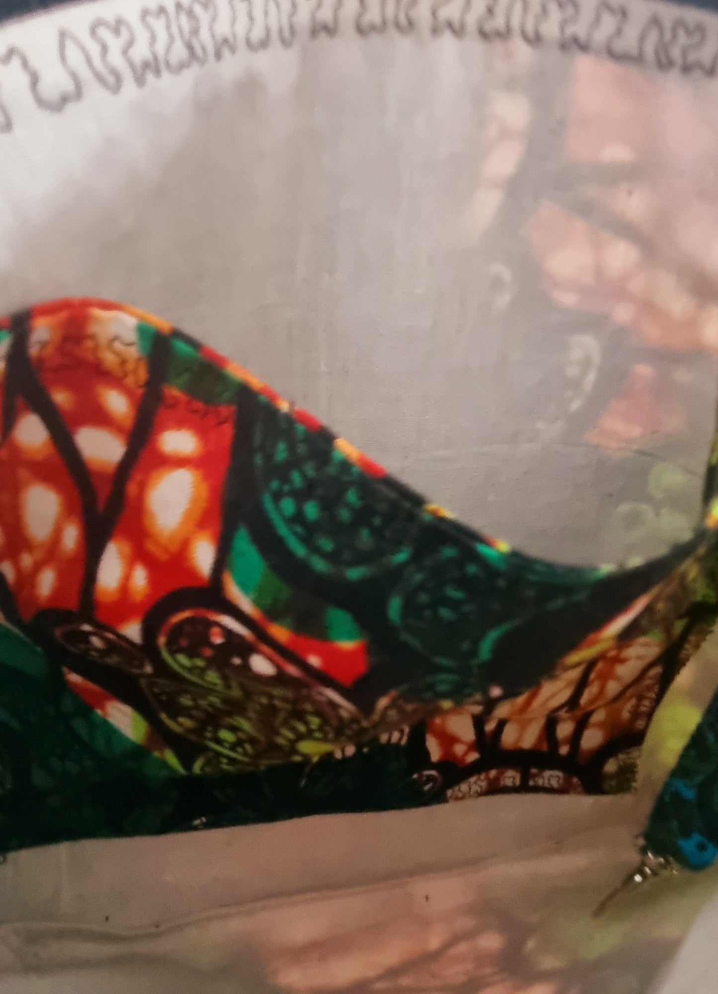 African Wax Print Zipped Pouch with Carry Strap — Lime & Green Flowers