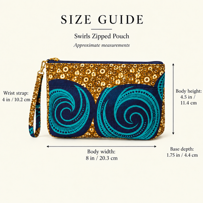 'Swirls' Print Zipped Pouch with Carry Strap — Swirls