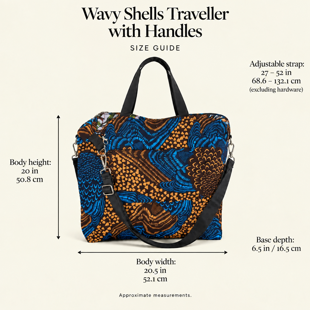 The Traveller – Quilted 'Wavy Shells' Oversized Travel Bag with Handles