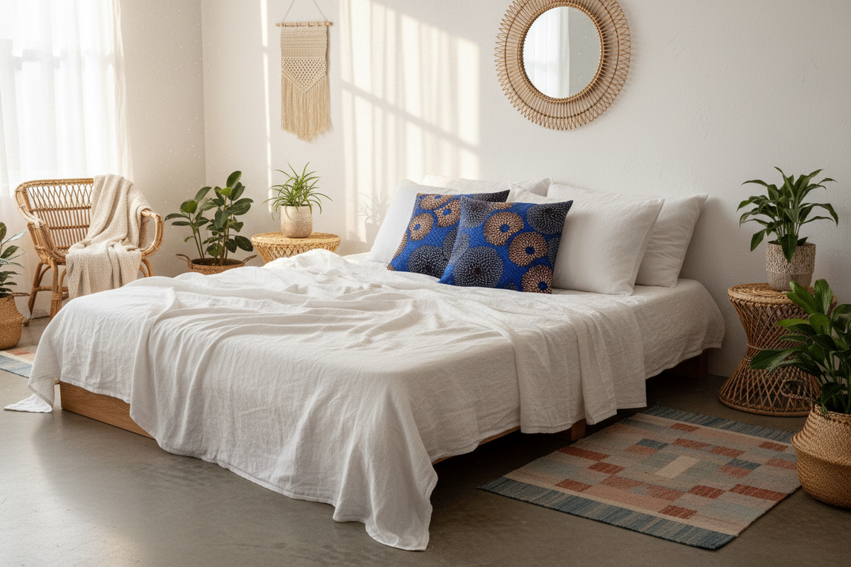 Your cushions in a boho bedroom